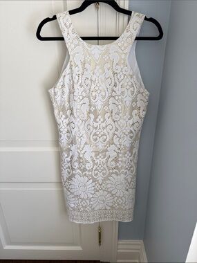 Lilly Pulitzer White and Cream Lace-Overlay Mini Dress